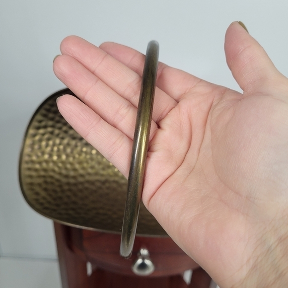 F.T.D.A. European Vintage Mini Hammered Gold Brass Decor Handle Basket Rustic - Picture 7 of 16